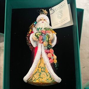 Reed & Barton Santa Ornament - Red, Gold, and Green